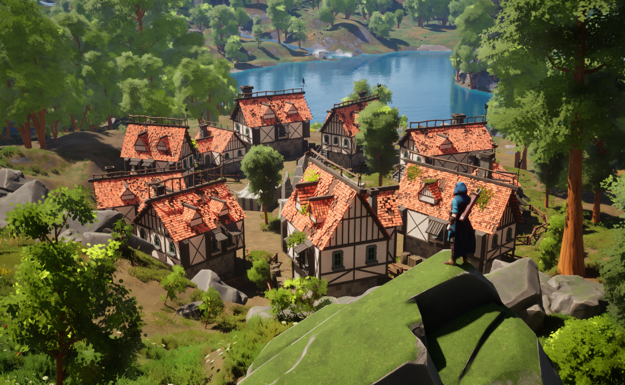 Poblado medieval junto al lago